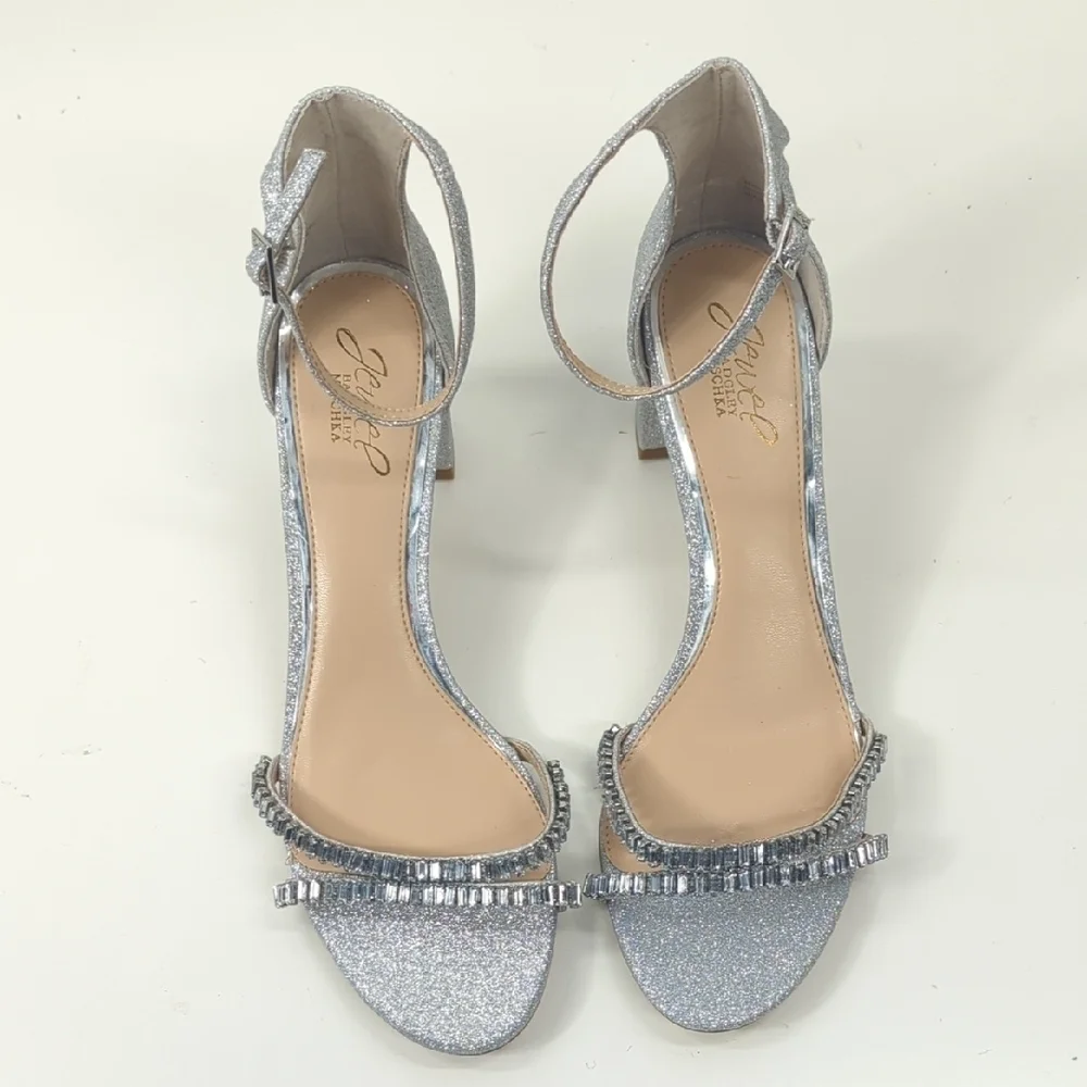 New Jewel Badgley Mischka Womens Joanne Jeweled Strappy Sandals Size 10 - Picture 4 of 9